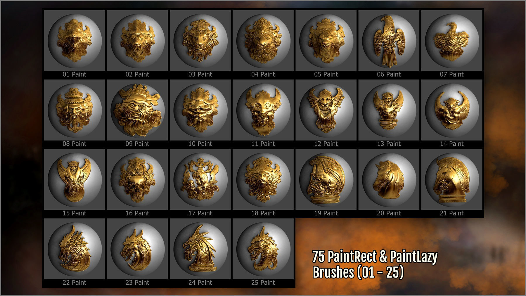 Medieval Maker 300 ZBrush Brushes And 75 Alphas 3D model_3