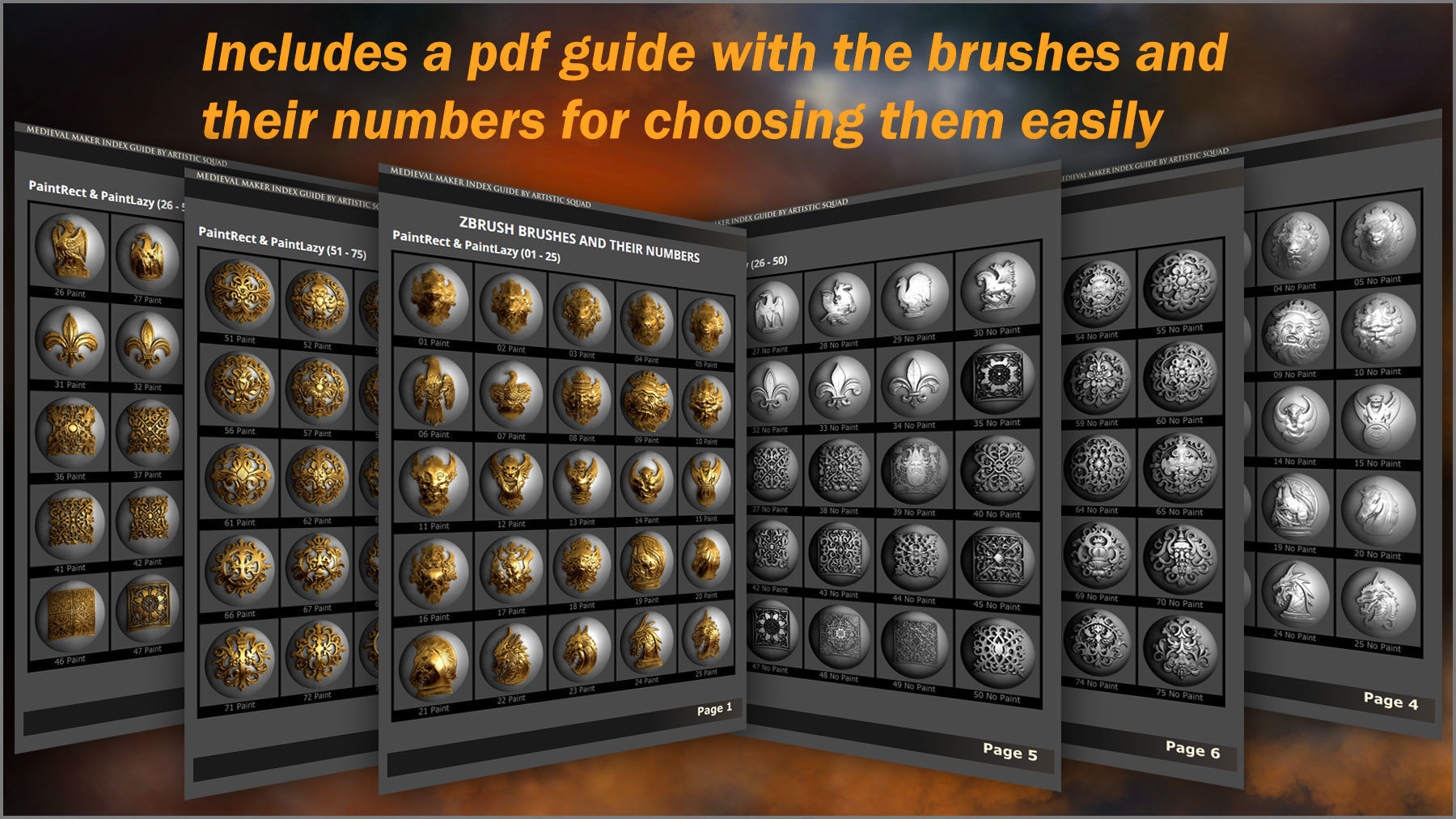 Medieval Maker 300 ZBrush Brushes And 75 Alphas 3D model_11