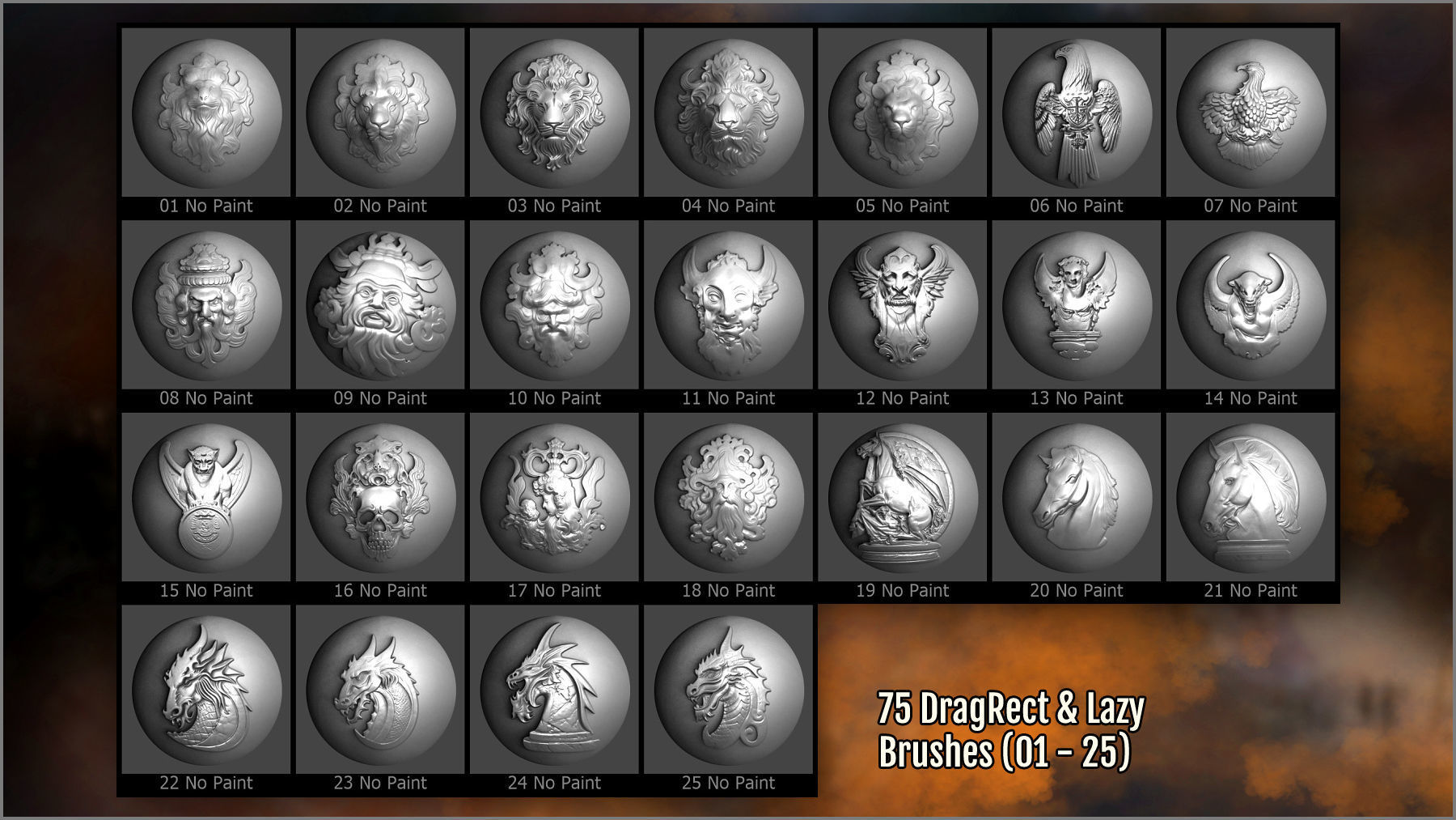 Medieval Maker 300 ZBrush Brushes And 75 Alphas 3D model_6