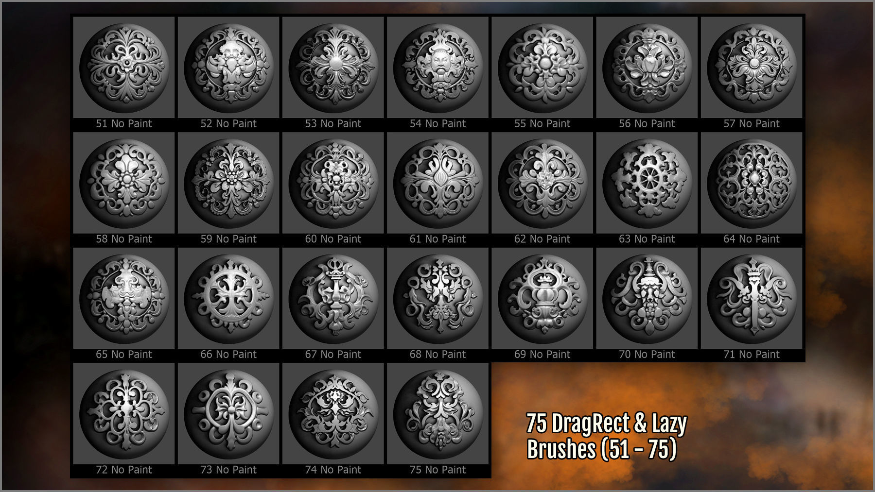 Medieval Maker 300 ZBrush Brushes And 75 Alphas 3D model_8