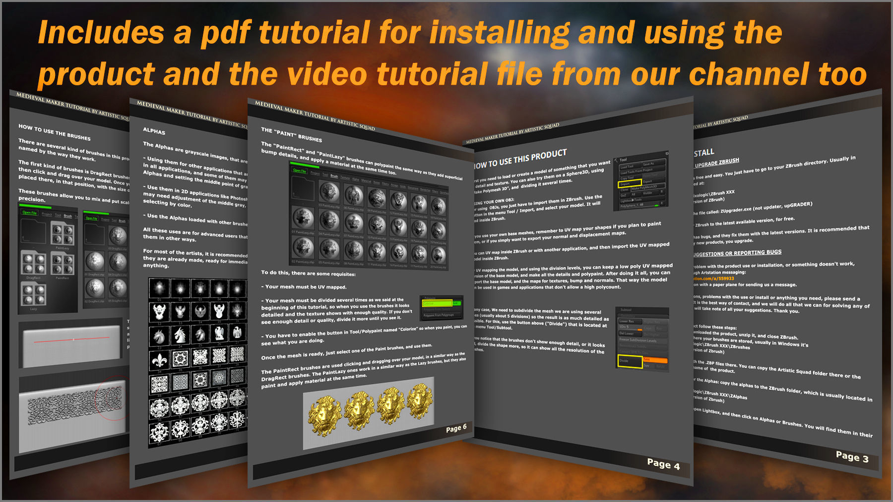 Medieval Maker 300 ZBrush Brushes And 75 Alphas 3D model_10