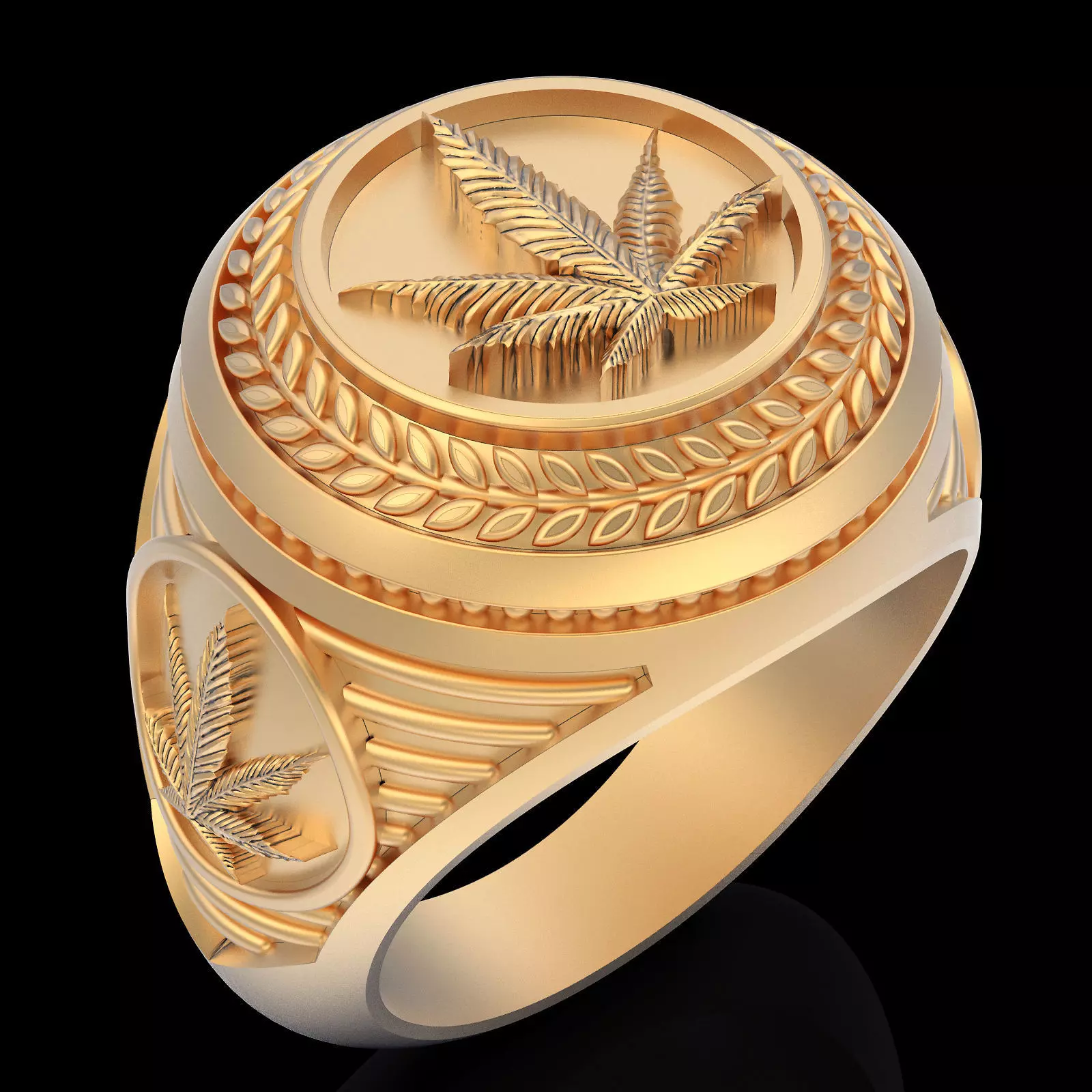 Marijuana ring silver gold printable jewelry 3D model 3D print model_0