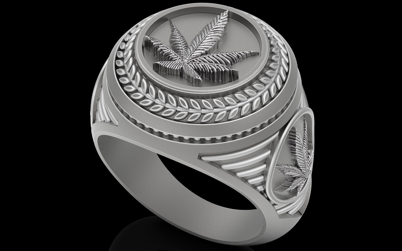 Marijuana ring silver gold printable jewelry 3D model 3D print model_1