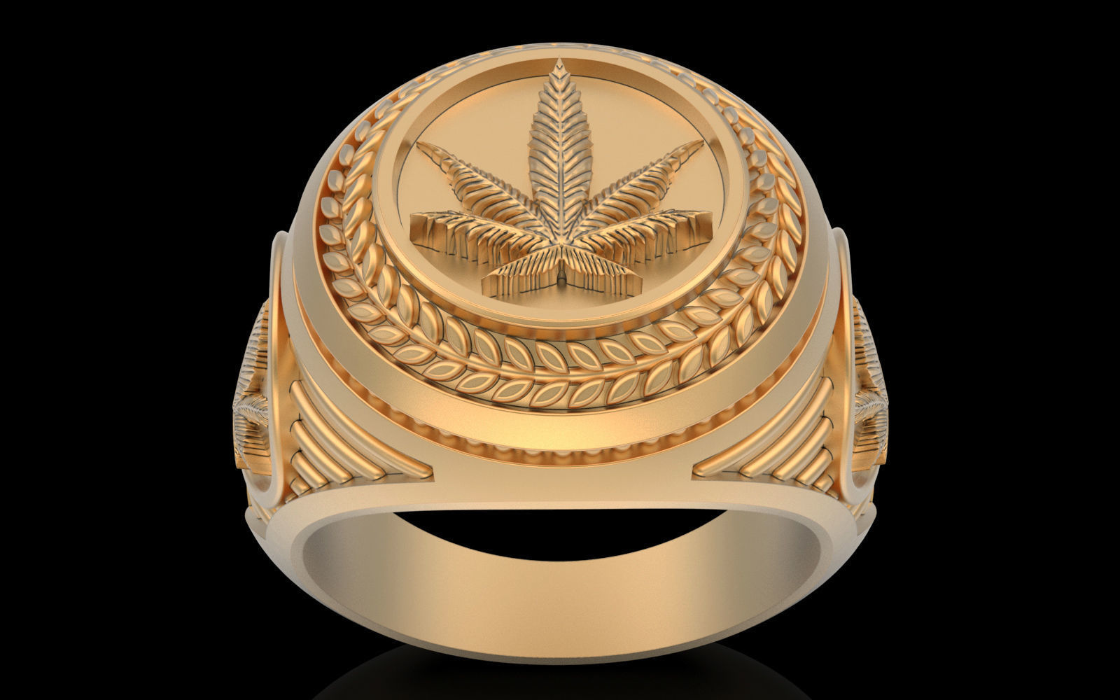 Marijuana ring silver gold printable jewelry 3D model 3D print model_2