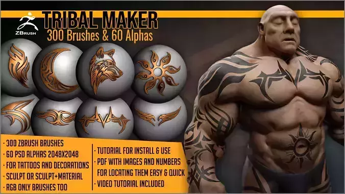 Tribal Maker 300 ZBrush Brushes