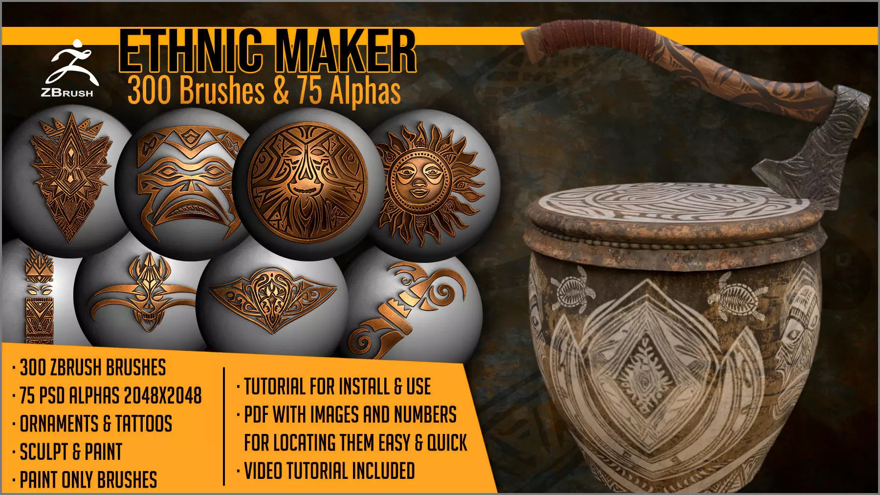 Ethnic Maker 300 ZBrush Brushes Texture_0