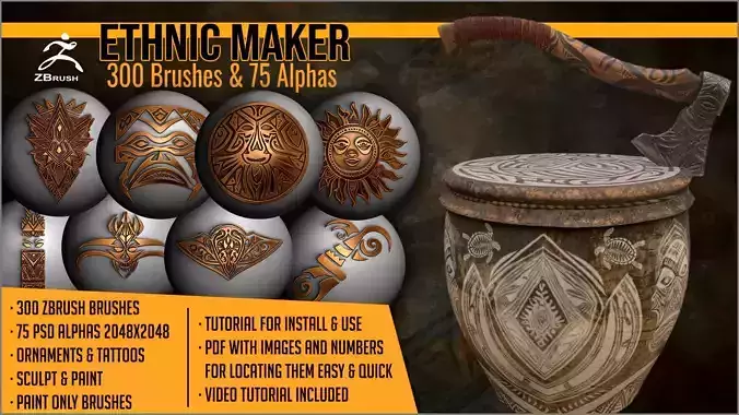 Ethnic Maker 300 ZBrush Brushes 