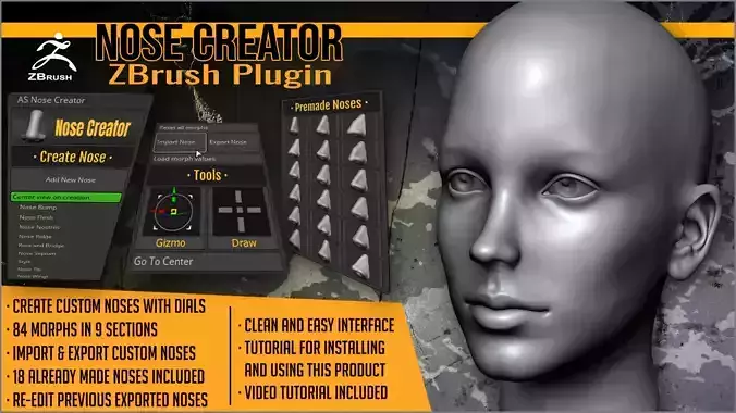 Nose Creator ZBrush Plugin 3D model