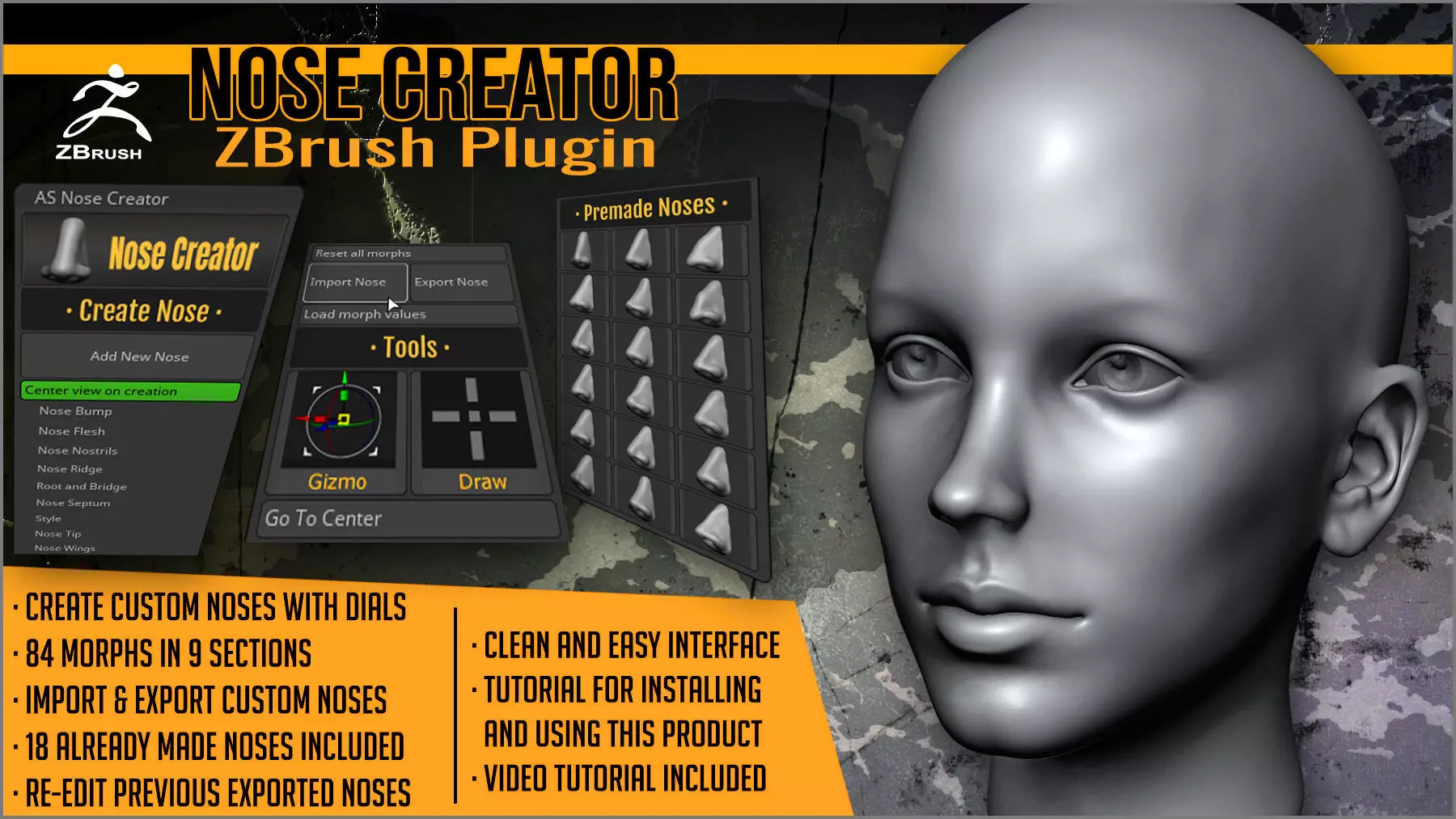 Nose Creator ZBrush Plugin 3D model_0