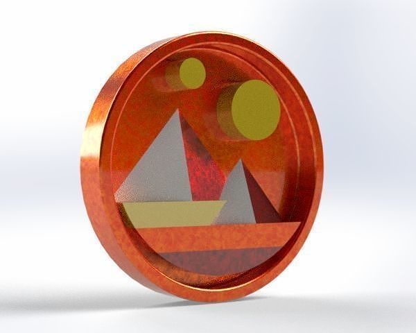 3D MANA orange coin with boat 3D print model