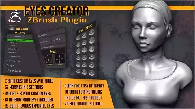 Eyes Creator ZBrush Plugin 3D model