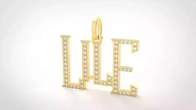 Model 1076  Pave LILE Name Plate Diamond Pendant