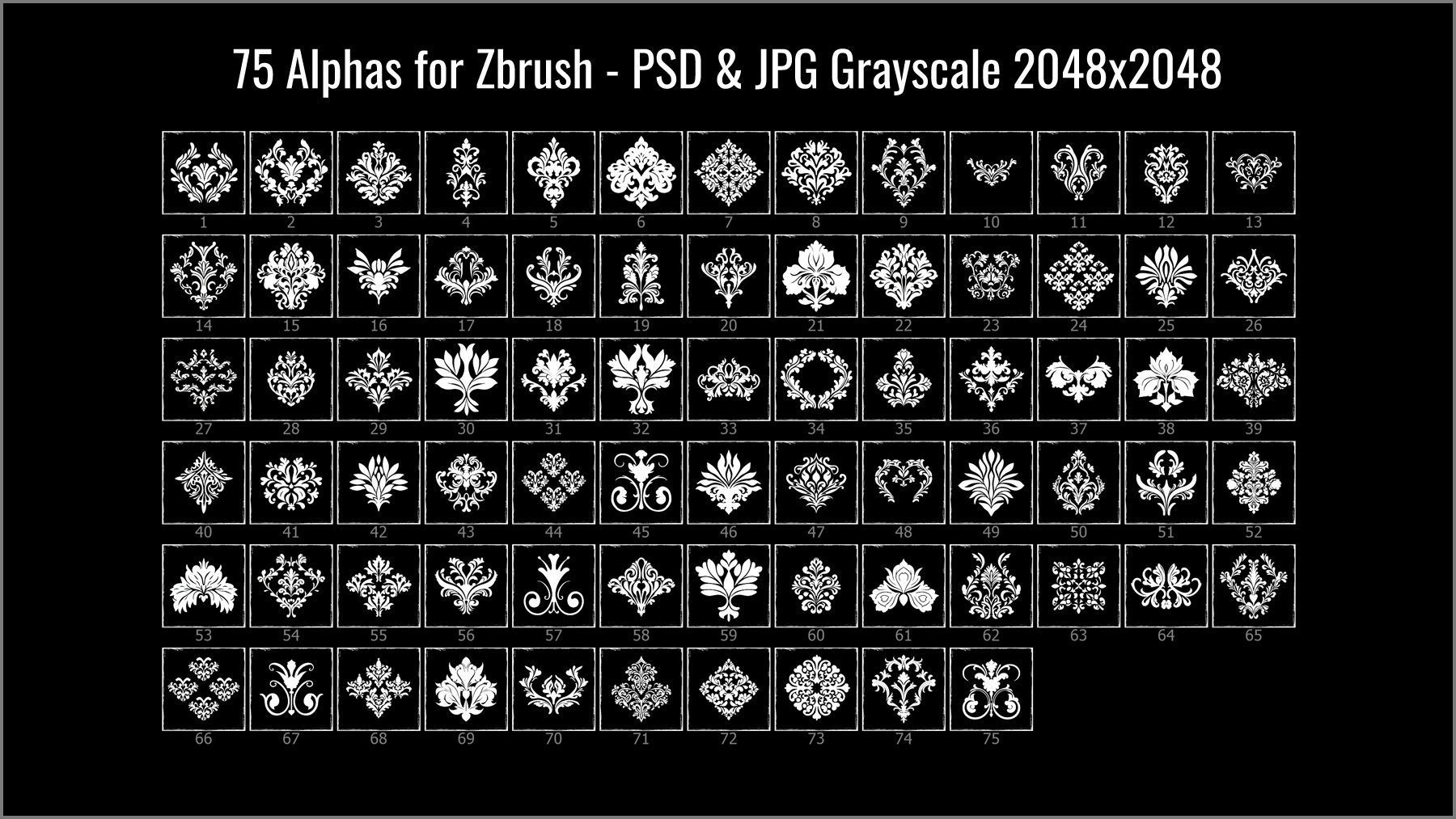 Damask Maker 300 ZBrush Brushes 3D model_14