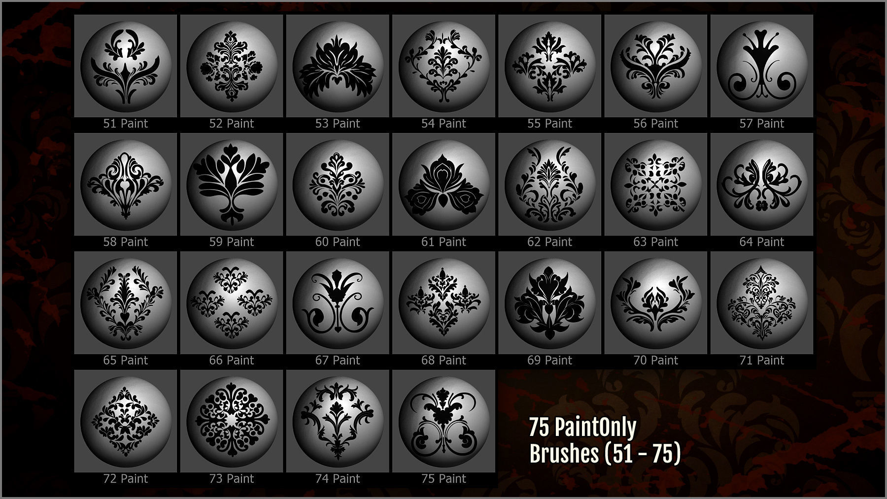 Damask Maker 300 ZBrush Brushes 3D model_10