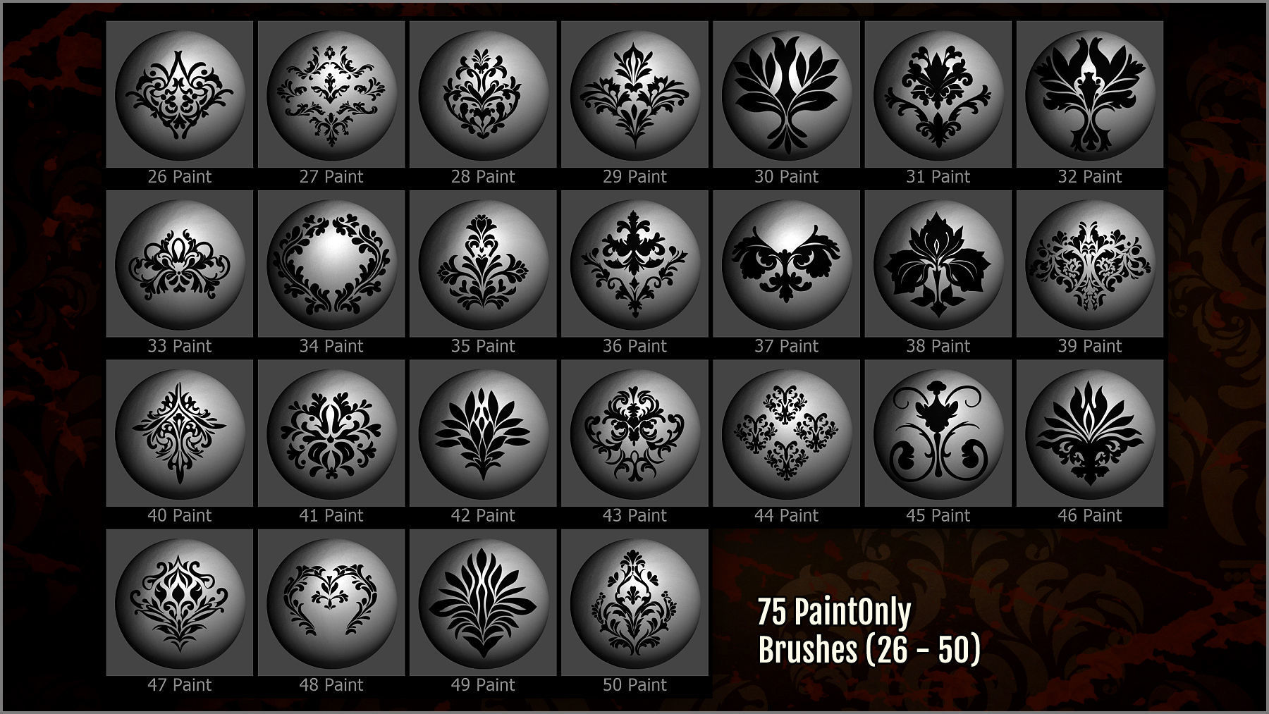 Damask Maker 300 ZBrush Brushes 3D model_9