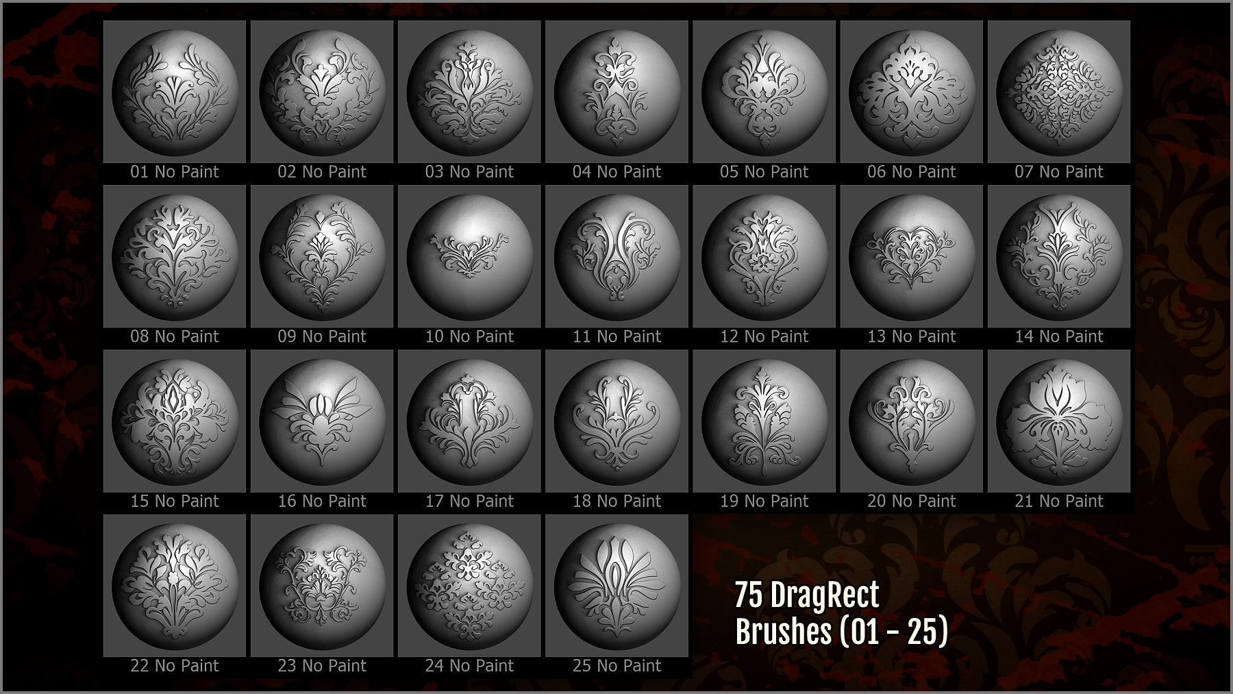 Damask Maker 300 ZBrush Brushes 3D model_11