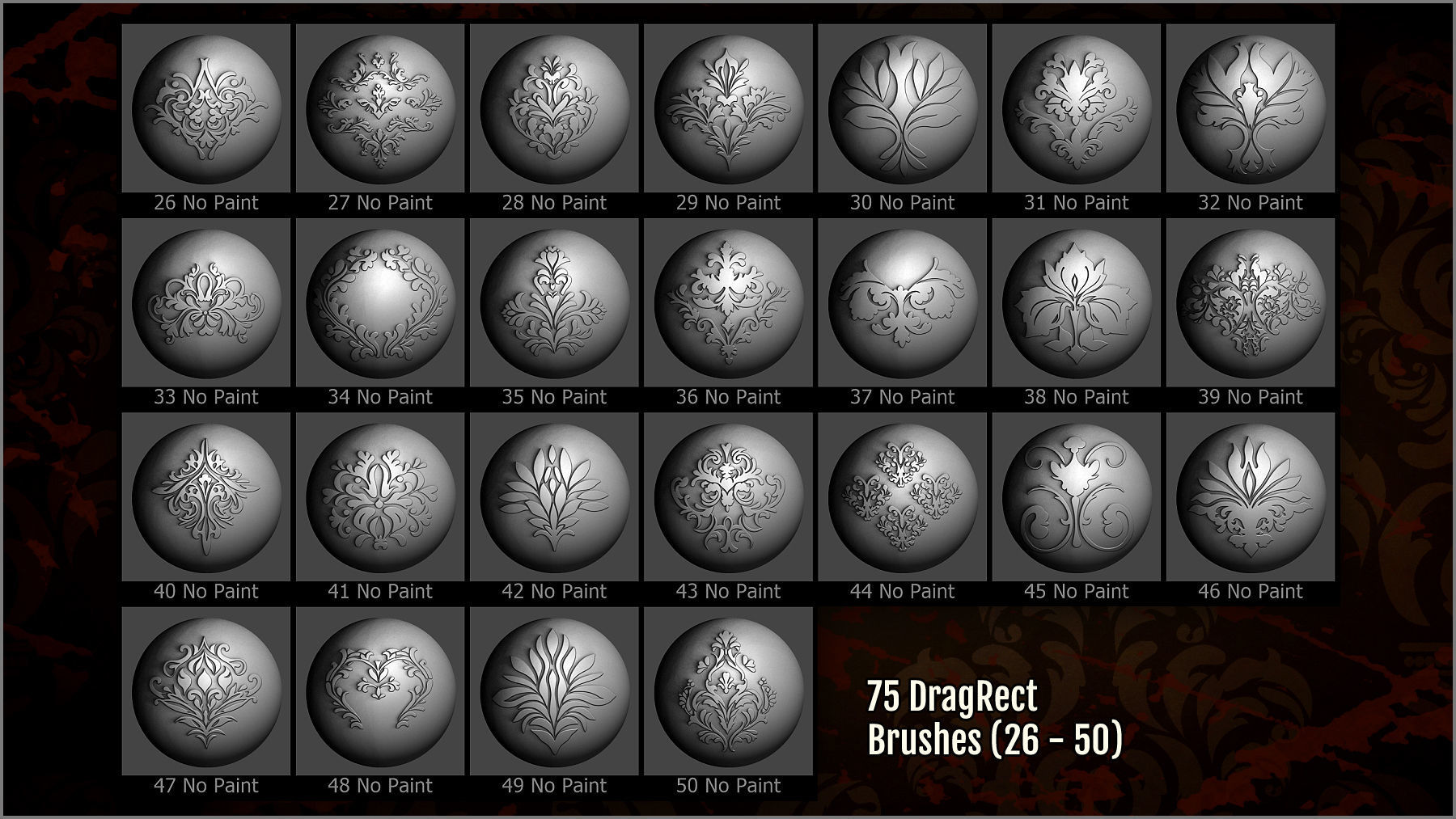 Damask Maker 300 ZBrush Brushes 3D model_12