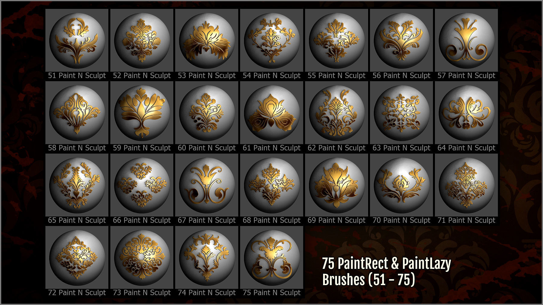 Damask Maker 300 ZBrush Brushes 3D model_4