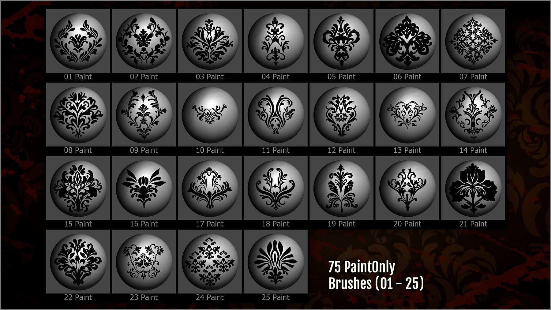 Damask Maker 300 ZBrush Brushes 3D model_8