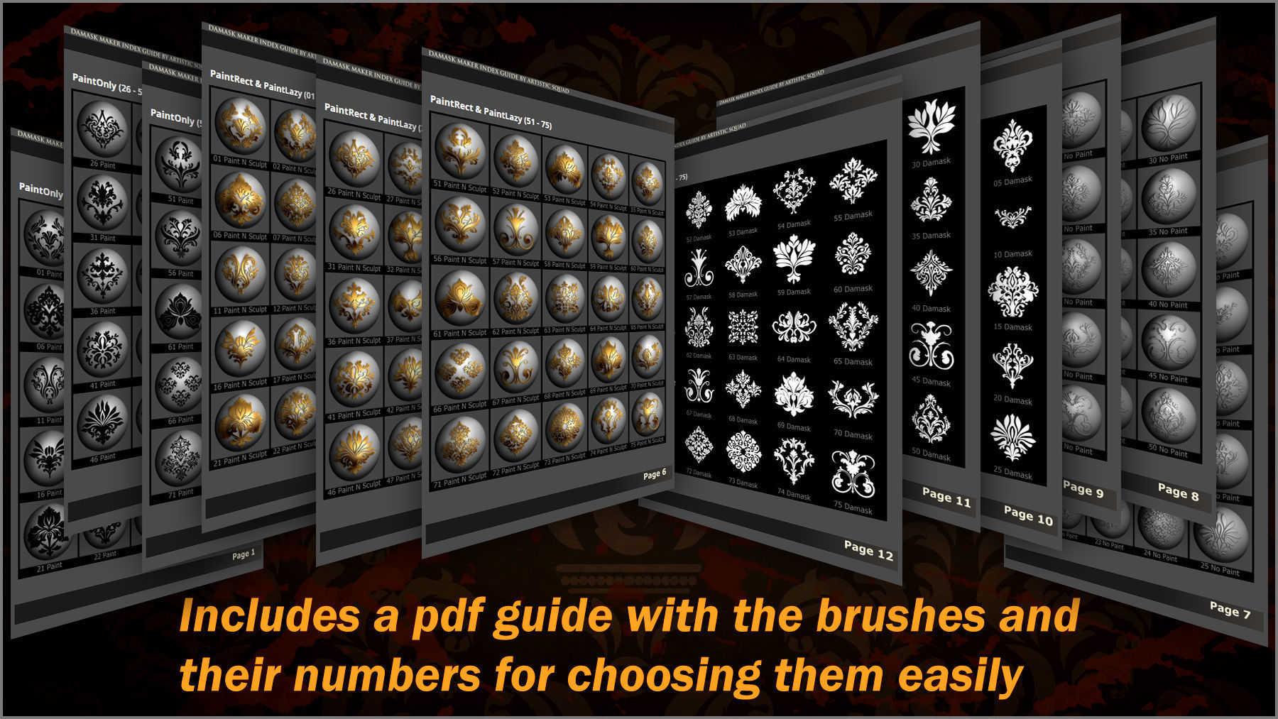 Damask Maker 300 ZBrush Brushes 3D model_16