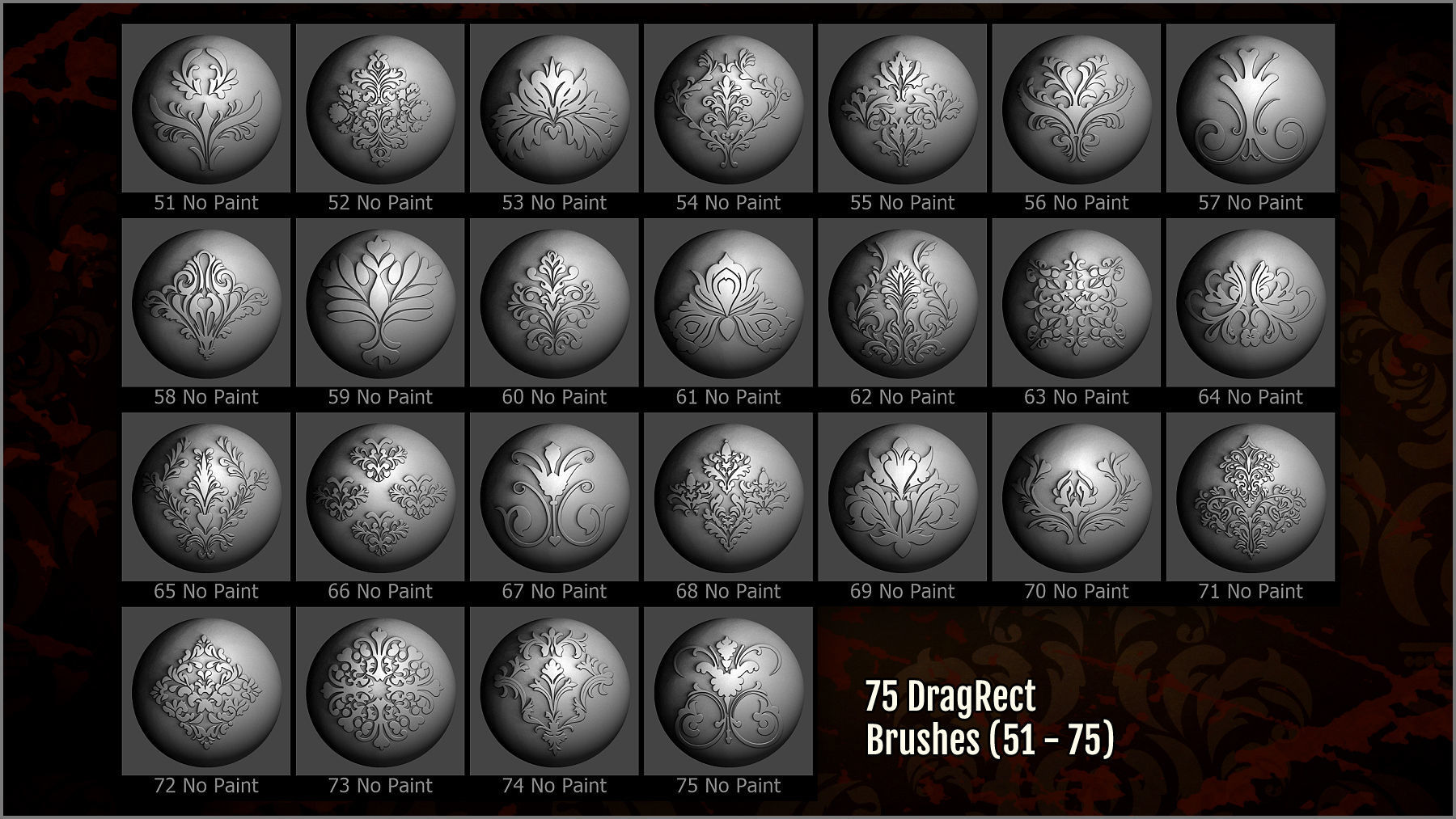 Damask Maker 300 ZBrush Brushes 3D model_13