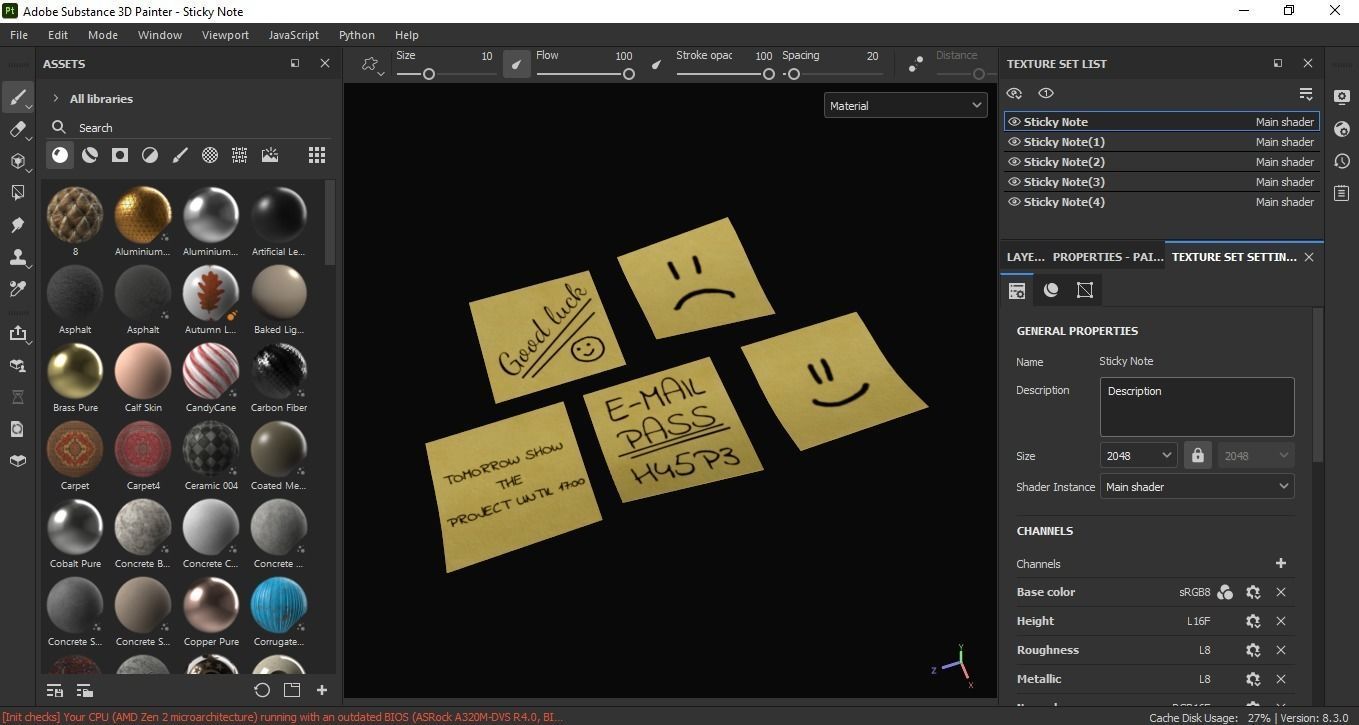 Postit Sticky Note 3D Model Low-poly 3D model_8