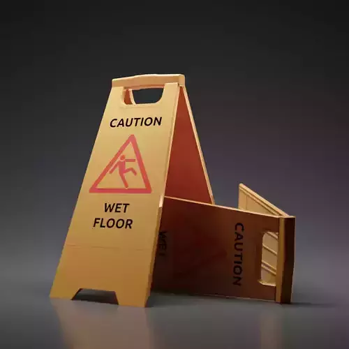 Caution Wet Floor Board Sign 3D model