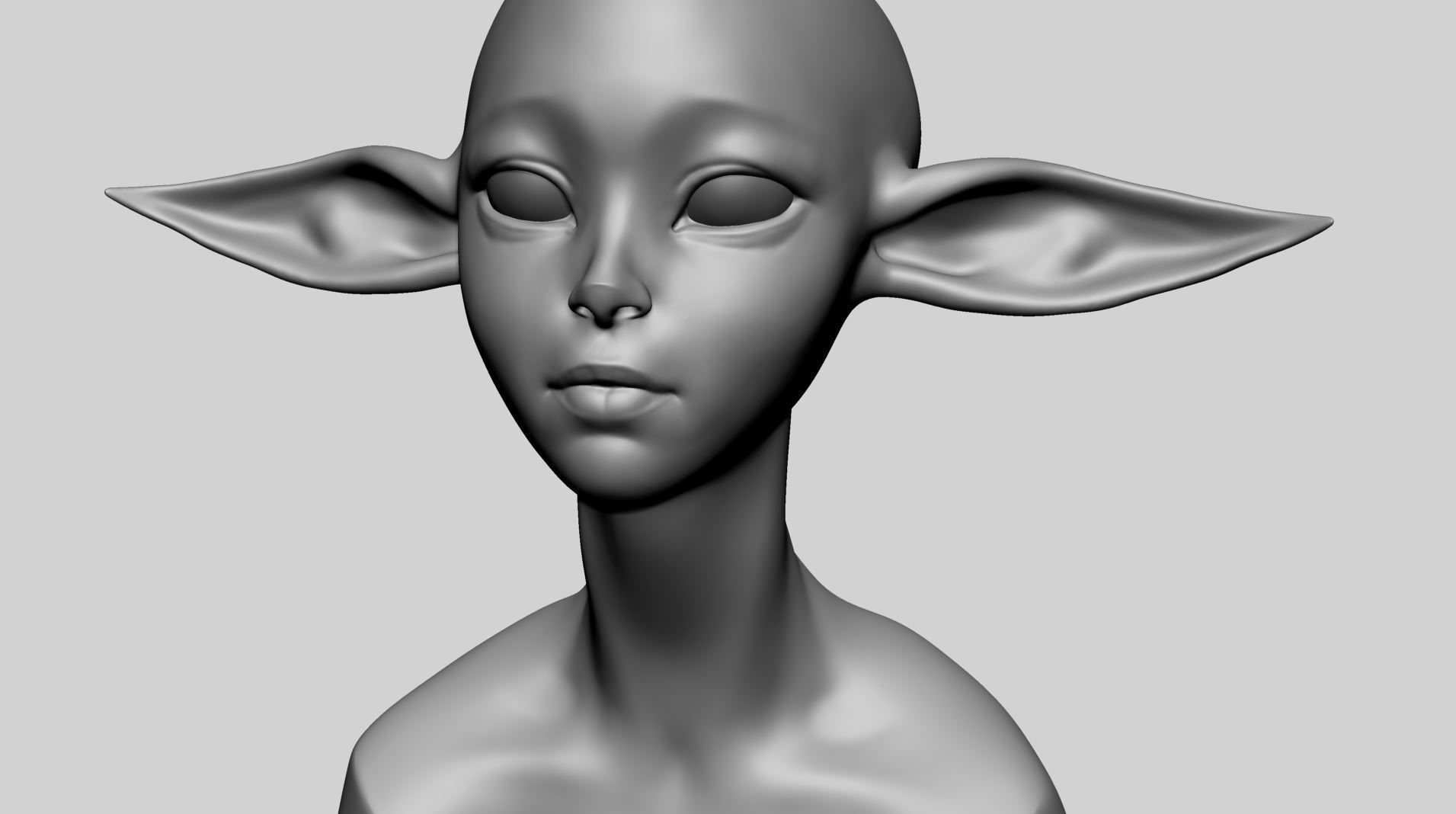 Stylized Elf Head B 3D model_12