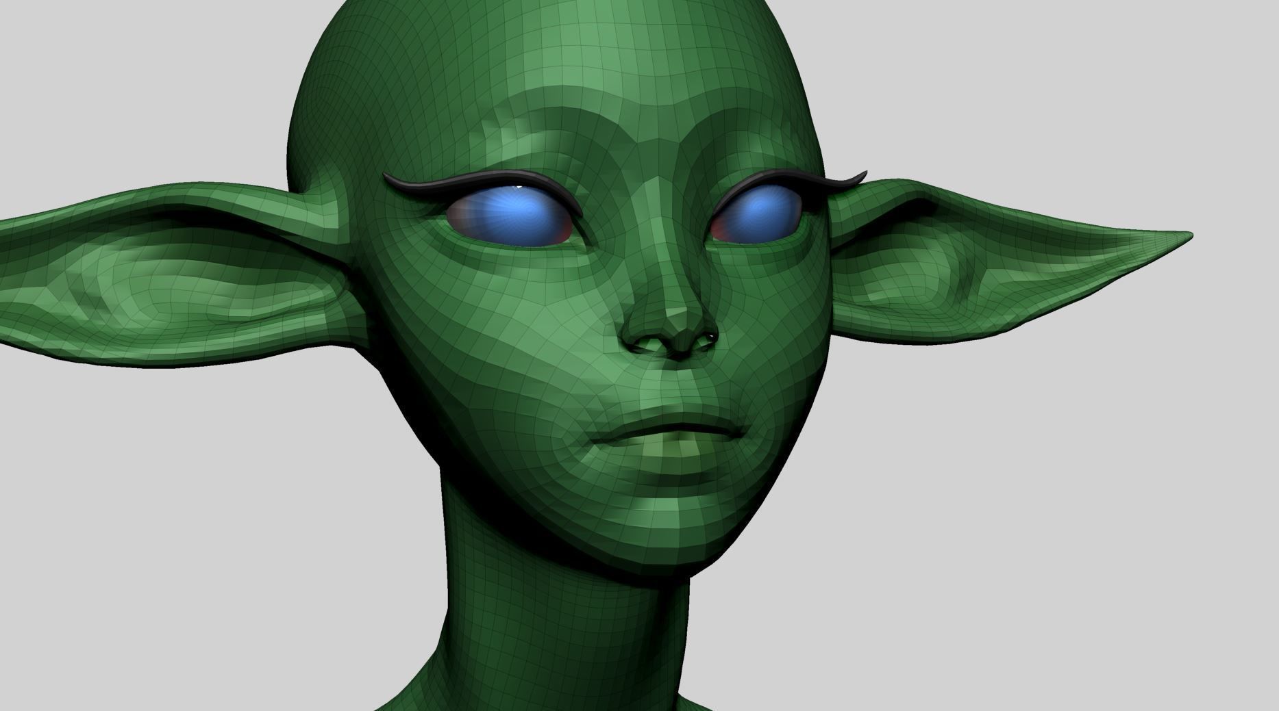 Stylized Elf Head B 3D model_13