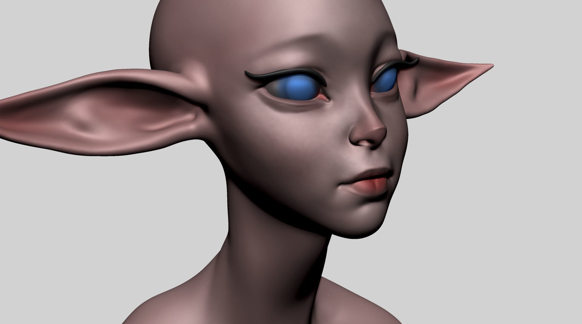 Stylized Elf Head B 3D model_9