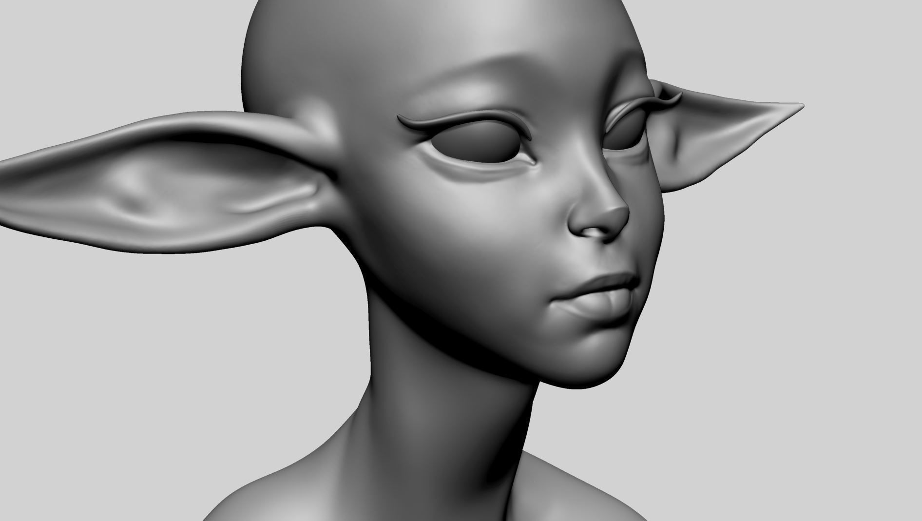 Stylized Elf Head B 3D model_10