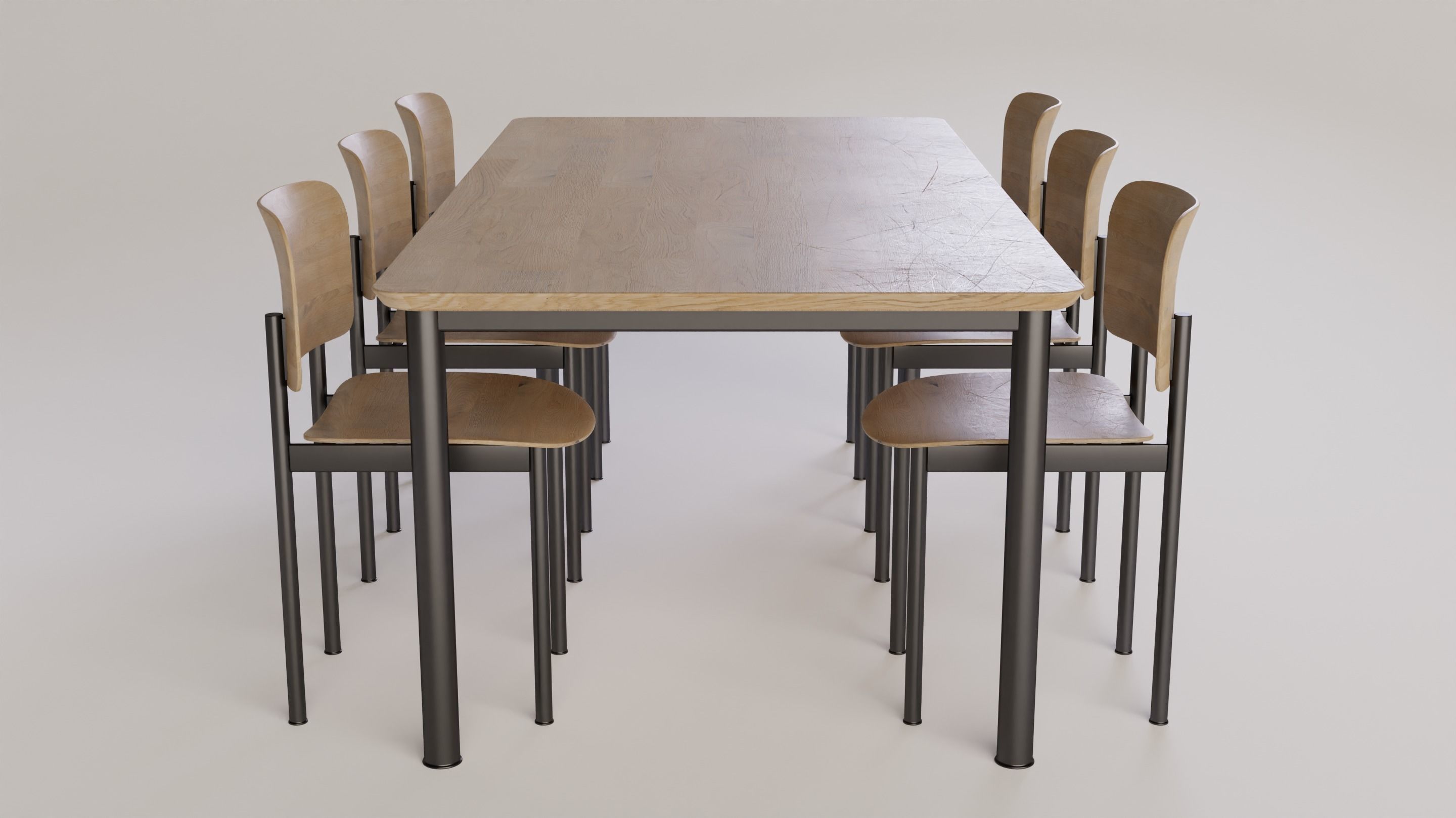 Collection of Wooden Dining Table Chairs Set 3D model | CGTrader
