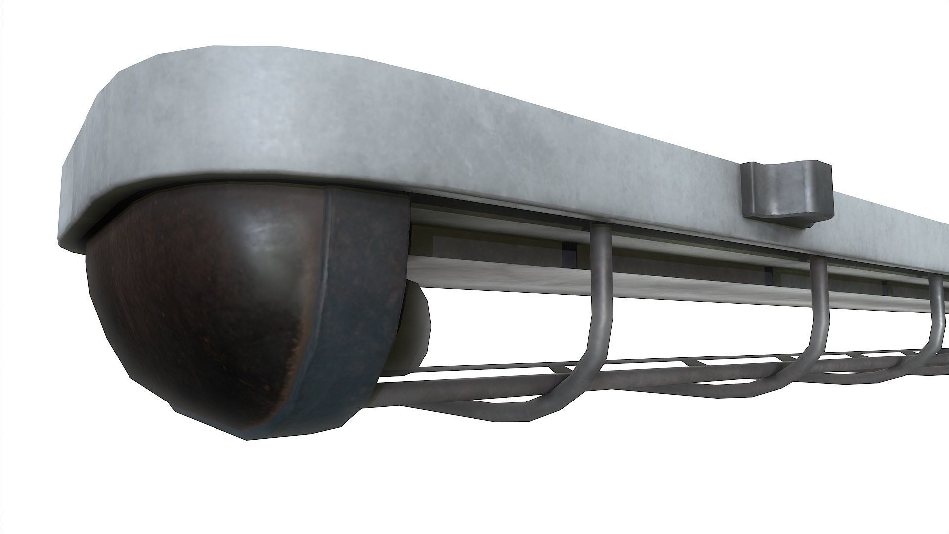 Fluorescent Lamp With Cage Low-poly 3D model_4