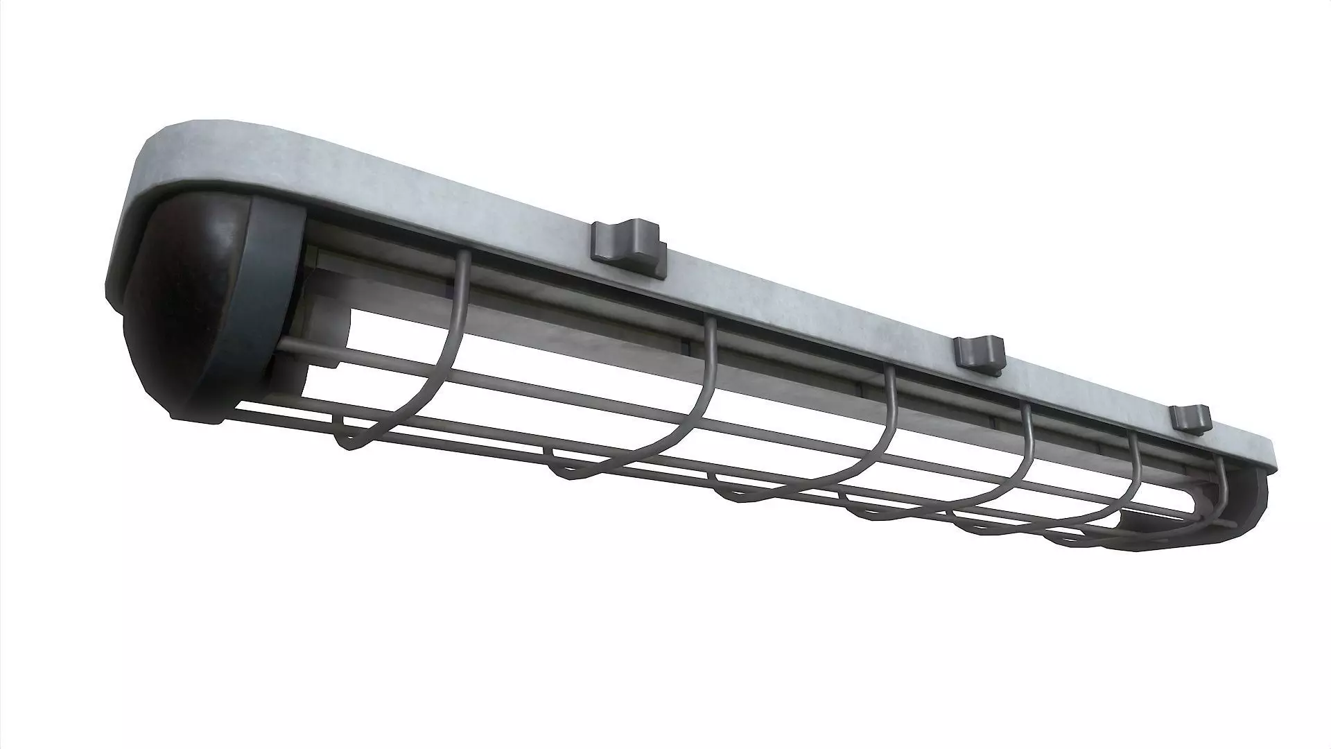 Fluorescent Lamp With Cage Low-poly 3D model_0