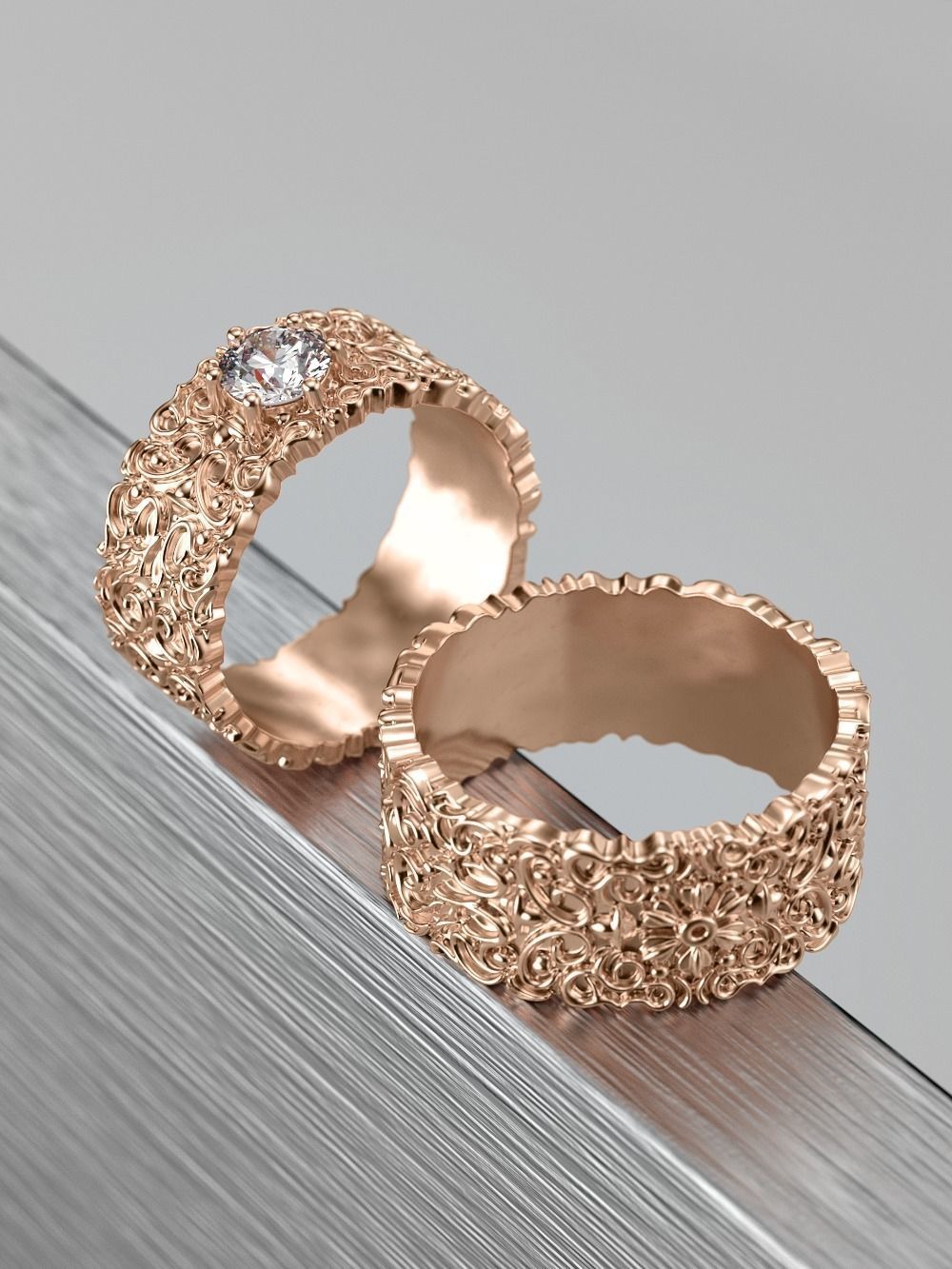 Original vintage wedding rings 3D print model