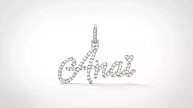 Model 1078  Pave Anai Heart Name Plate Diamond Pendant