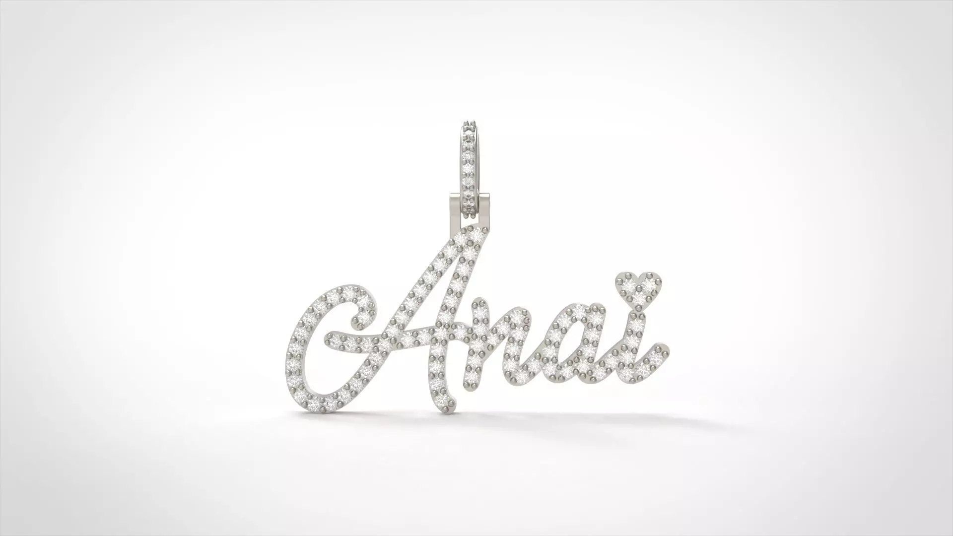 Model 1078 Pave Anai Heart Name Plate Diamond Pendant 3D print model