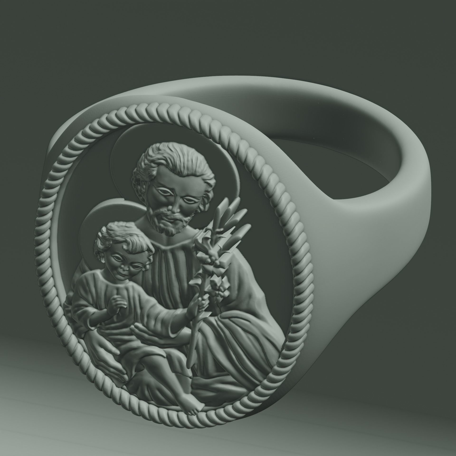joseph and Jesus signet ring 3D print model_5