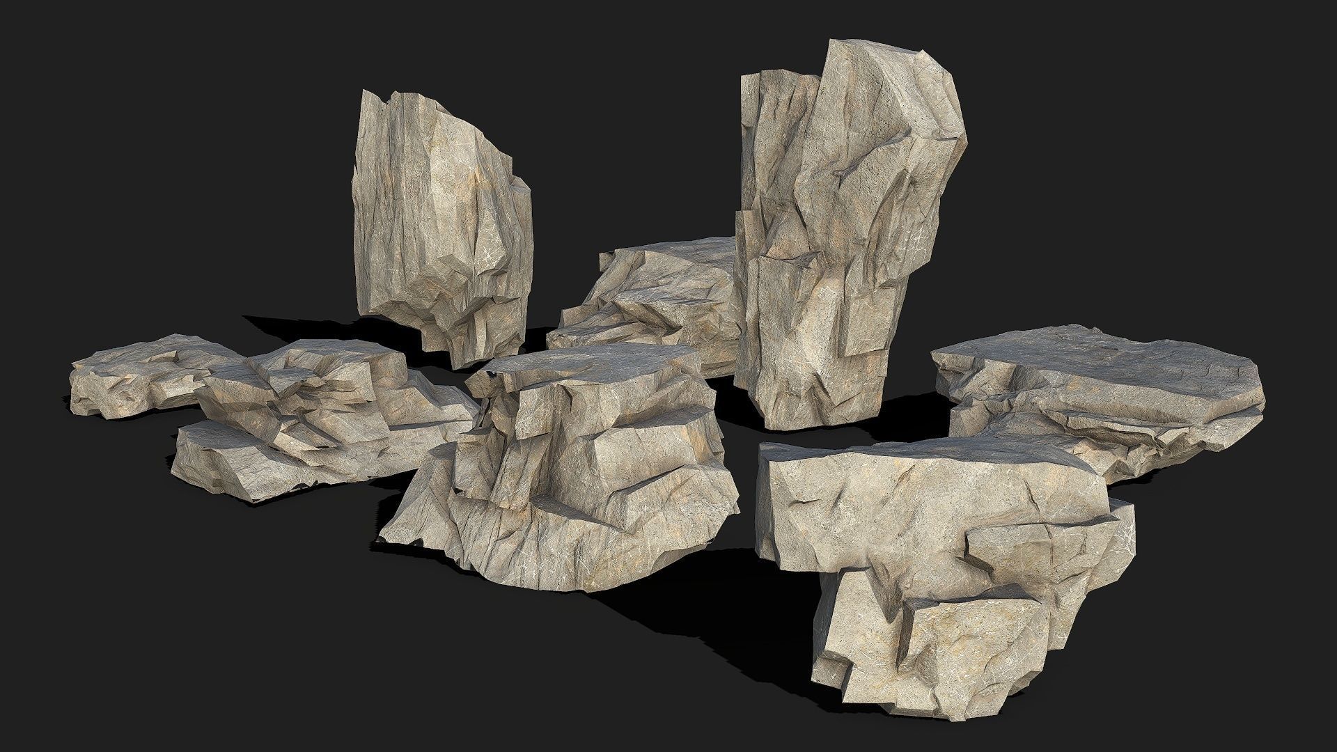 Mountain Rocks - 3D Models PBR Pack 05 Low-poly 3D model_3
