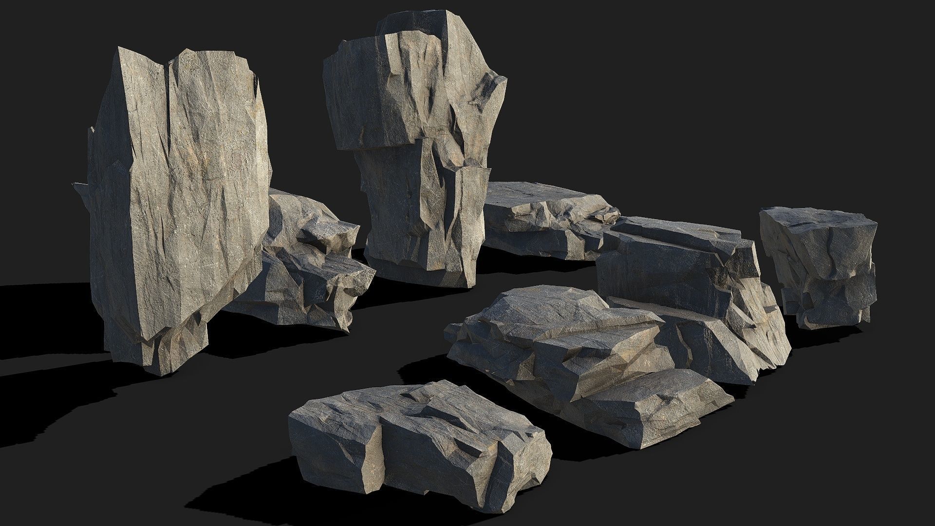 Mountain Rocks - 3D Models PBR Pack 05 Low-poly 3D model_2