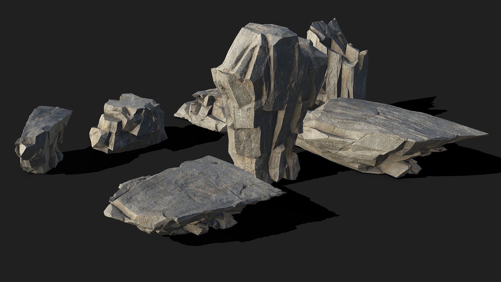Mountain Rocks - 3D Models PBR Pack 05 Low-poly 3D model_4
