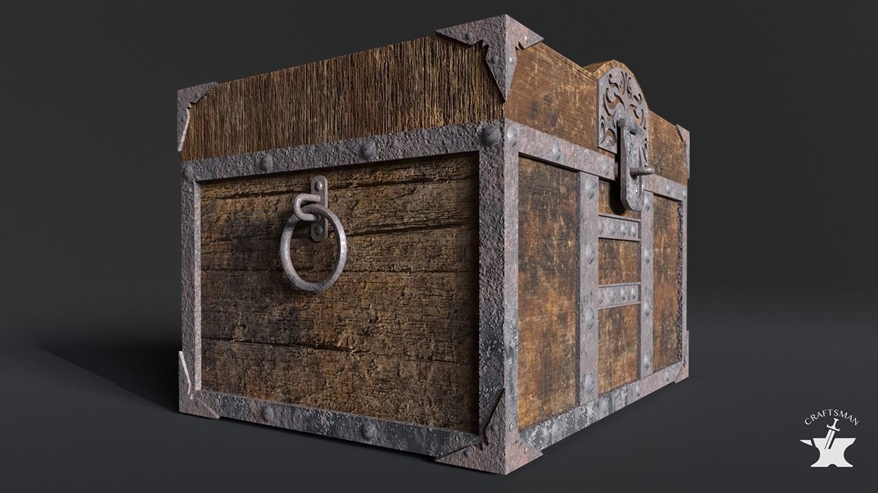 Medieval Chest Low-poly 3D model_5