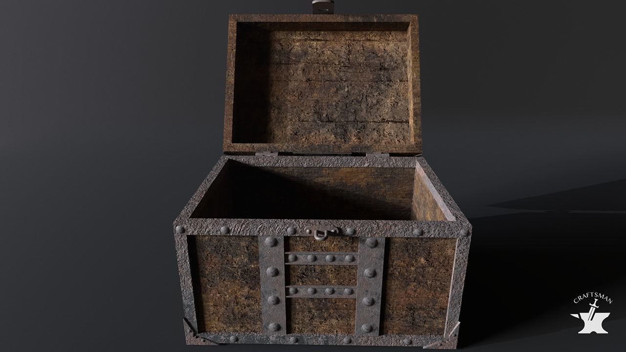 Medieval Chest Low-poly 3D model_6