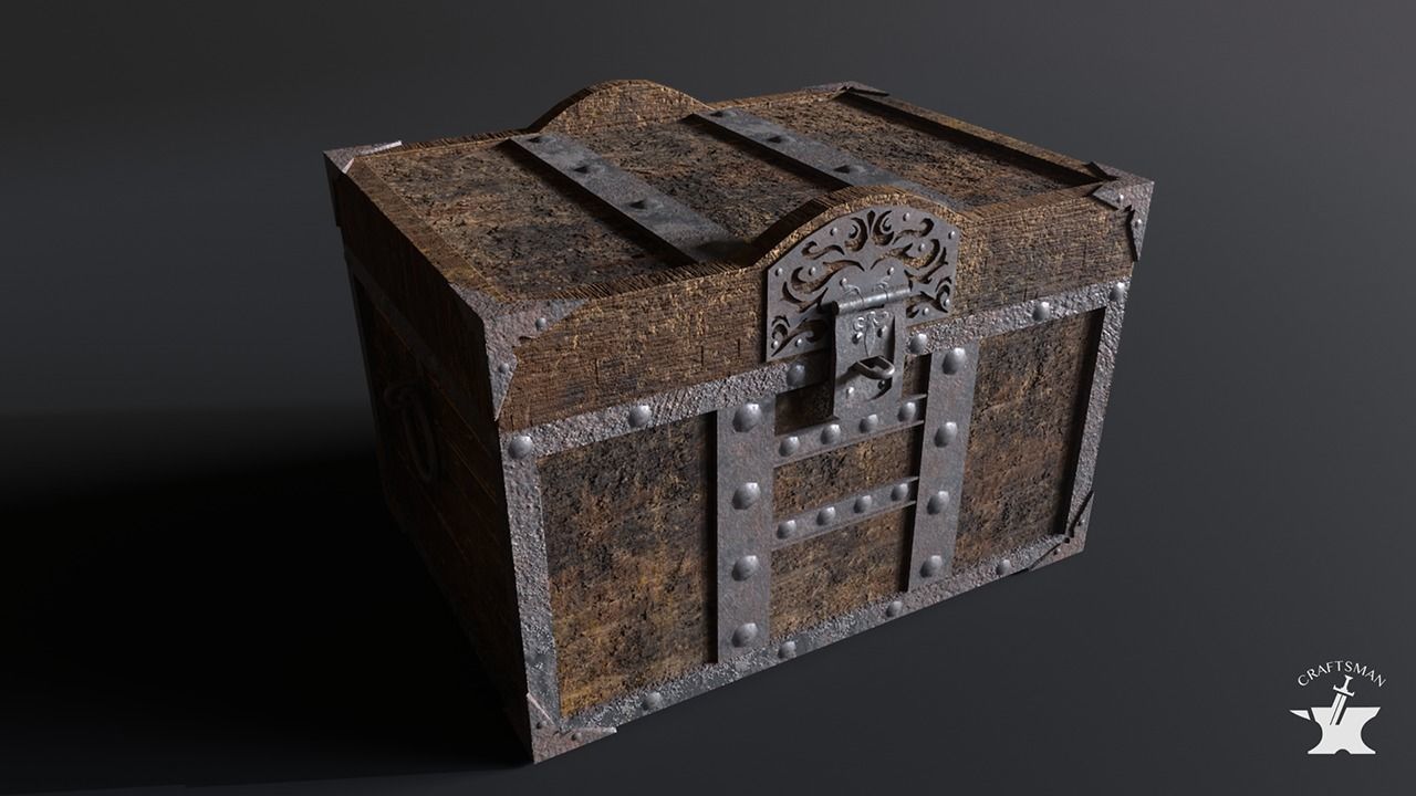 Medieval Chest Low-poly 3D model_3