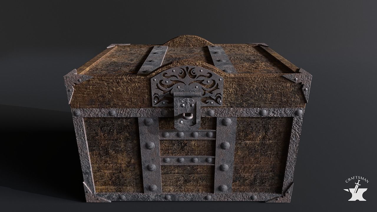 Medieval Chest Low-poly 3D model_1