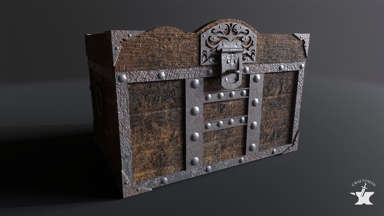 Medieval Chest Low-poly 3D model_2