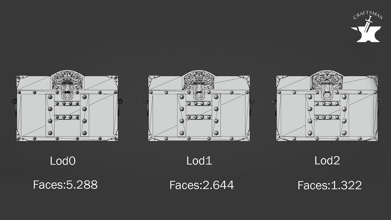 Medieval Chest Low-poly 3D model_9