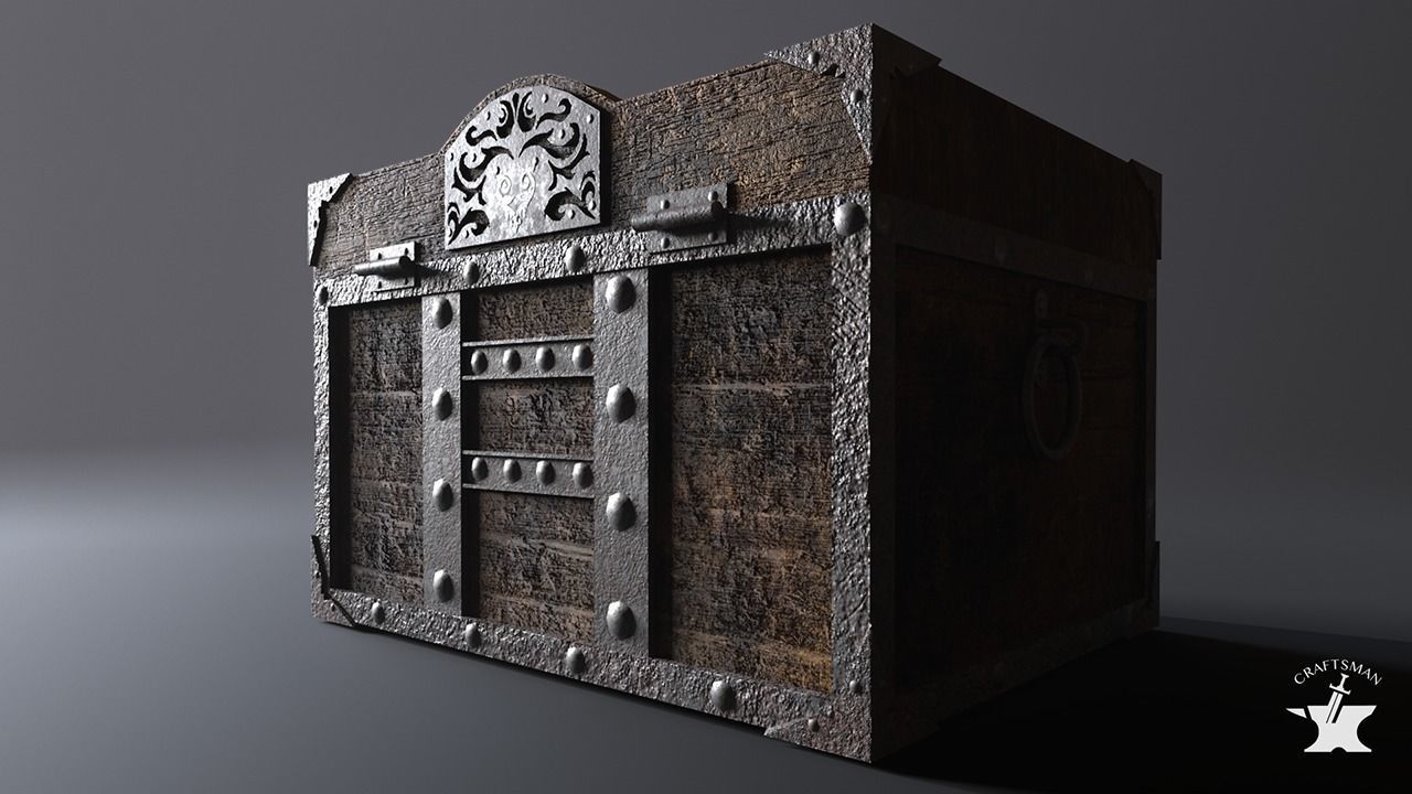 Medieval Chest Low-poly 3D model_4