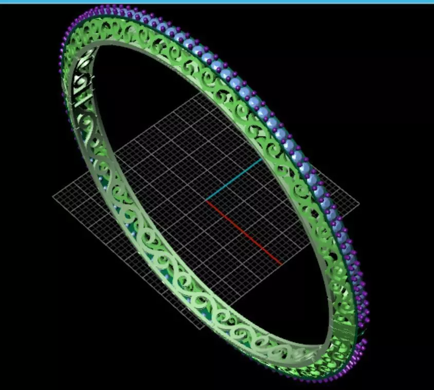 braclete gold bangle with diamonds 3D print model_0