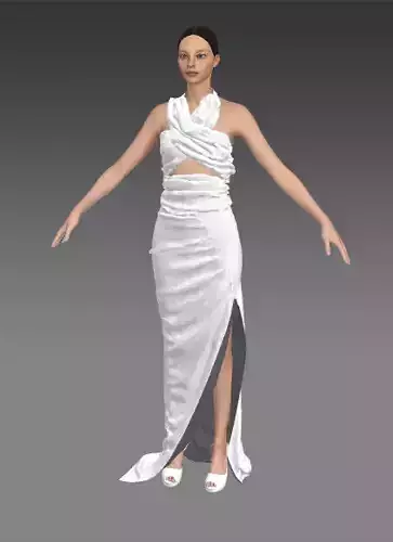 Cross  halter neck blouse belt Low-poly 3D model